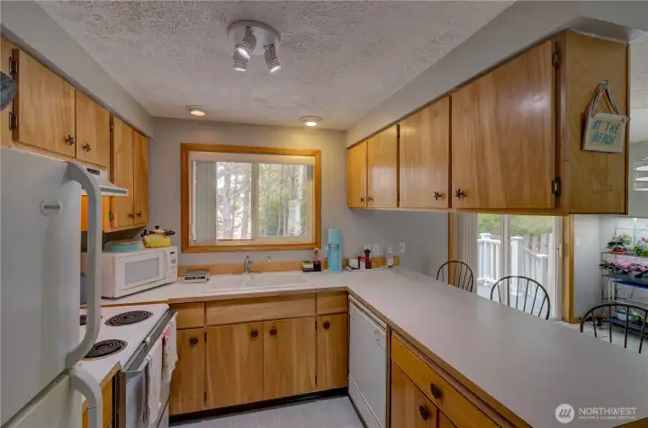 Plenty of cabinet space in the well appointed kitchen.