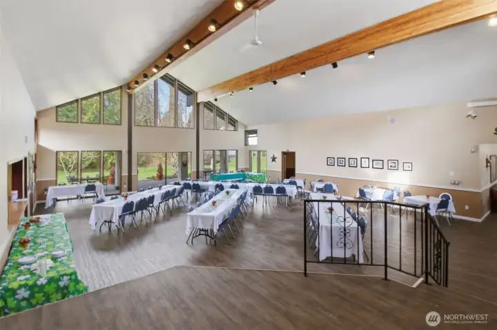 community room set up for hosting events