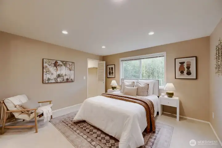 Primary Bedroom with Window to Willow & the Babbling Creek