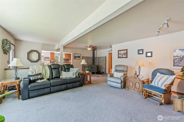 Comfortable wood stove in living