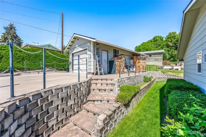 Garage and parking off of paved alley