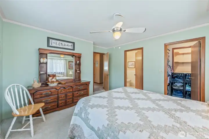 Primary bedroom with large walk in closet