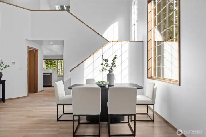Large windows bring in abundant natural light