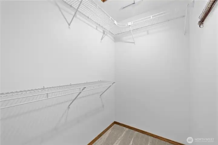 Primary suite spacious walk in closet