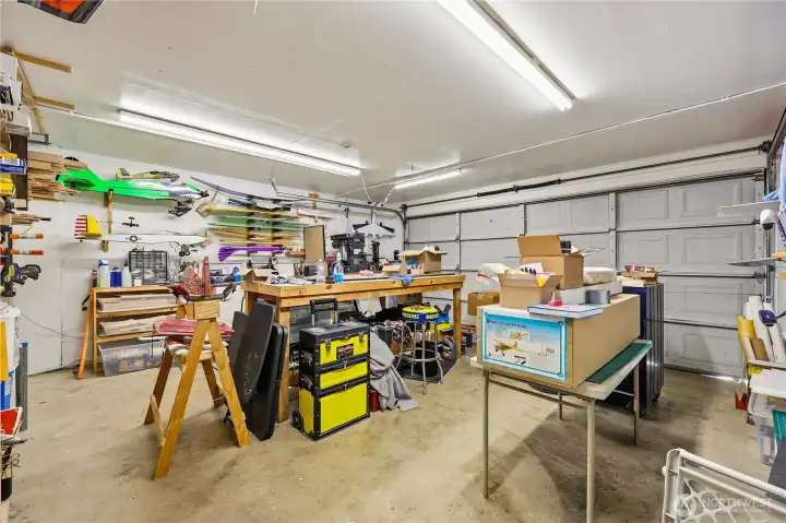 Spacious garage near laundry room