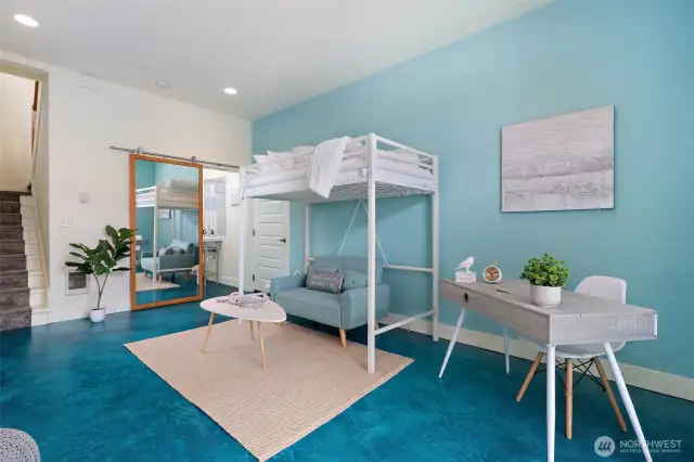 Spacious Main Floor Flex Space for sleeping, games, TV, office etc.
