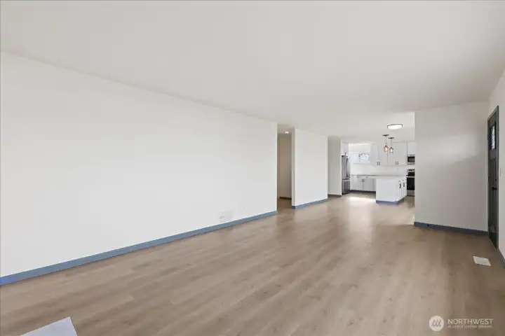 Enough room for any kind of living room furniture you may have.