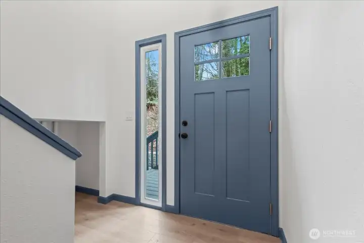 Split entry door leading to the back porch.