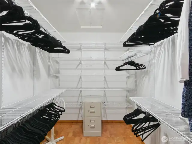 Boasting significant storage space, the walk-in closet is a standout feature of the primary bedroom.