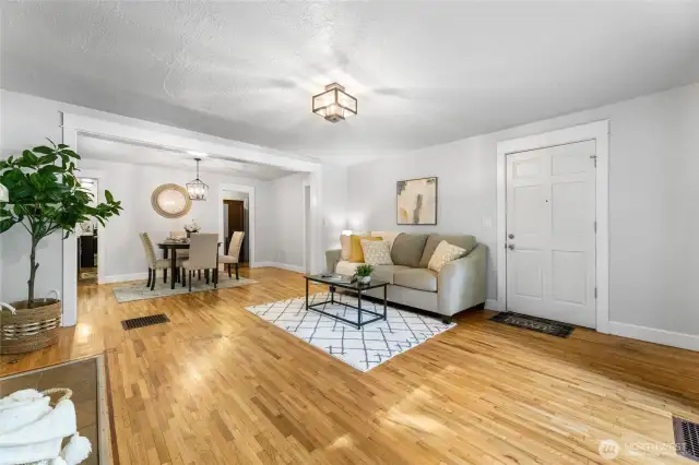Beautiful hardwood floors and a bright open concept