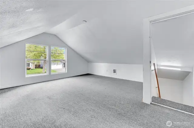 Upstairs bonus room above garage, not inlcluded in SF.