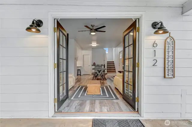 French door entry into the house.