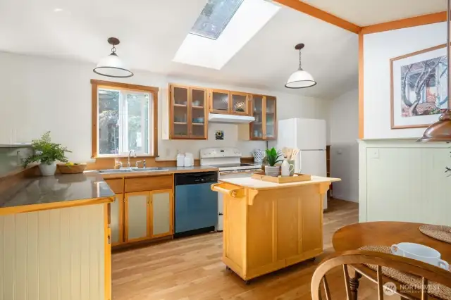 Looking from the living area into the kitchen.