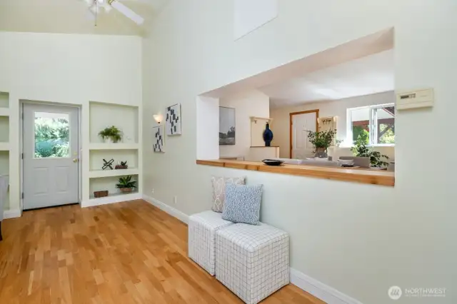 Pass through window to dining area