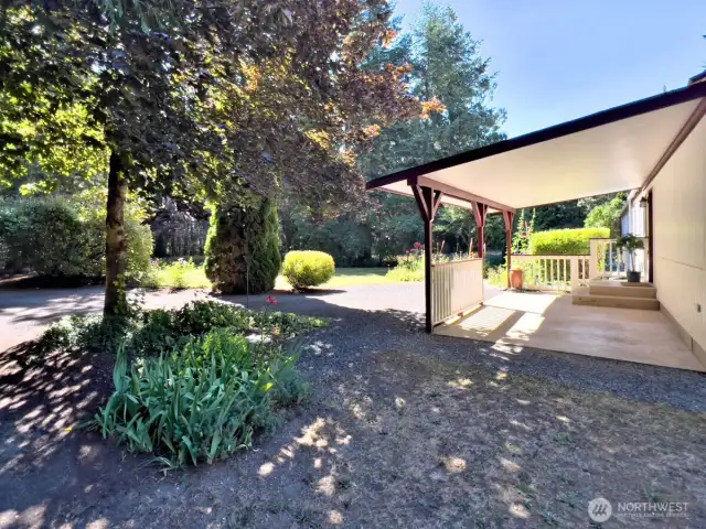Covered patio off entry door