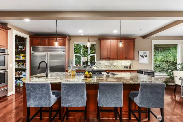 Massive kitchen with large fridge