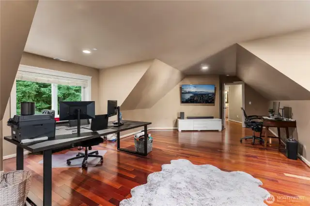 Upstairs bonus room over the garage.  Used as gym/office