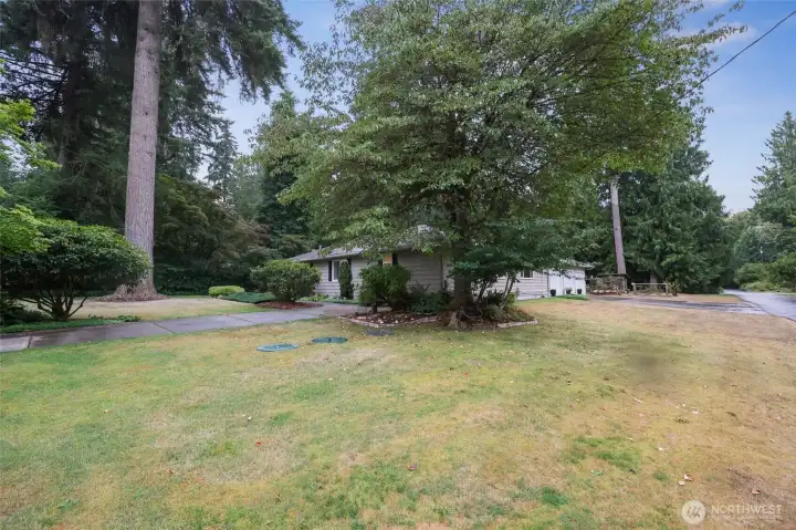 Large corner lot with driveways on two sides for ample parking