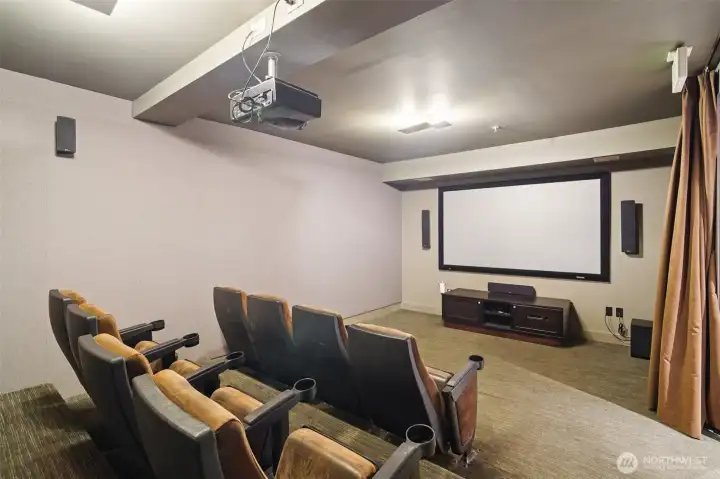 This 14-seat theater is perfect for movie nights or watching Seahawks games with friends.