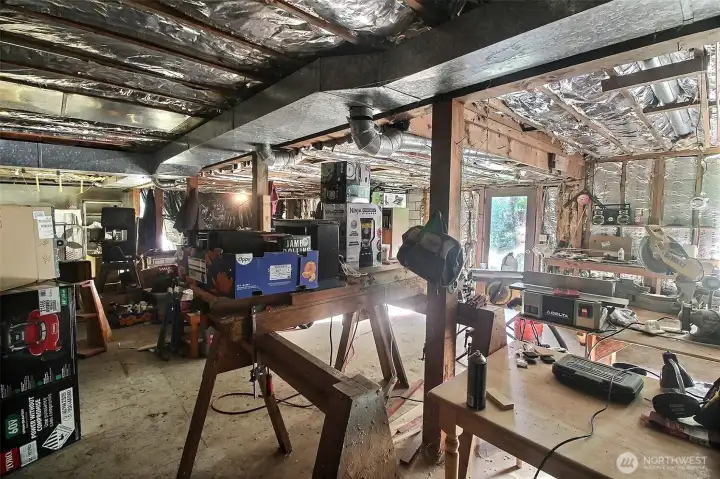 Back left of basement