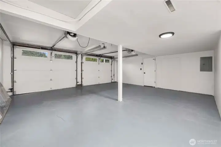 Large and nicely finished 2 car garage