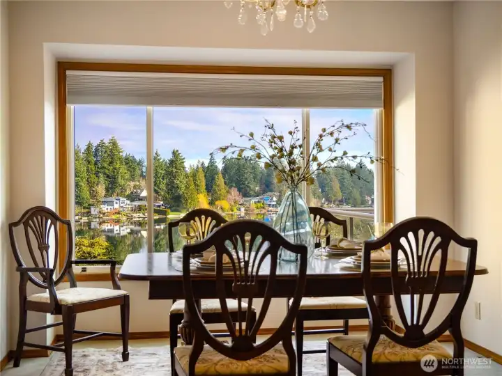 Dine with a view of the lake.