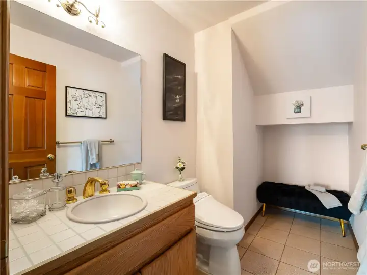 You have this half bath on the main floor for the convenience of your guest and the rest.