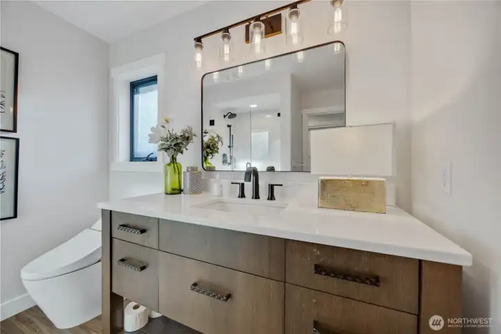 Primary suite with toto smart toilet and walk-in shower