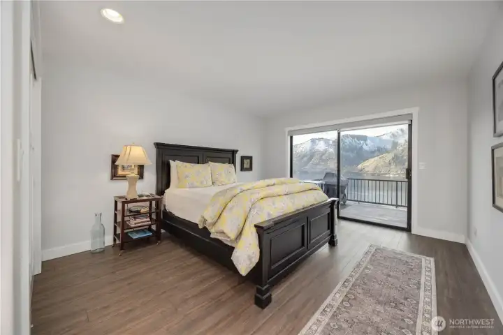 Large primary suite with access to deck and massive view.