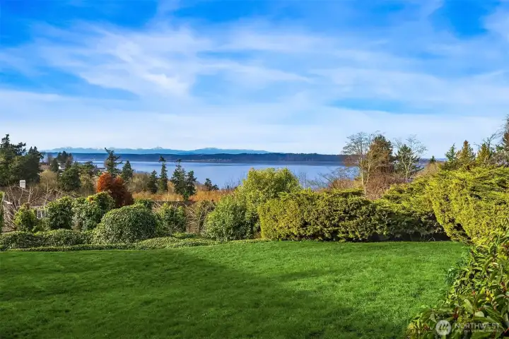 Stepping outside from the ground level.