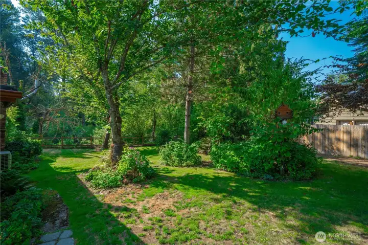Fully fenced and thoughtfully landscaped property.