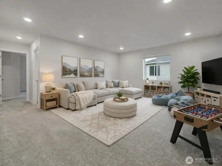 Versatile upper-level bonus room ideal for entertainment or family fun - virtual stage.