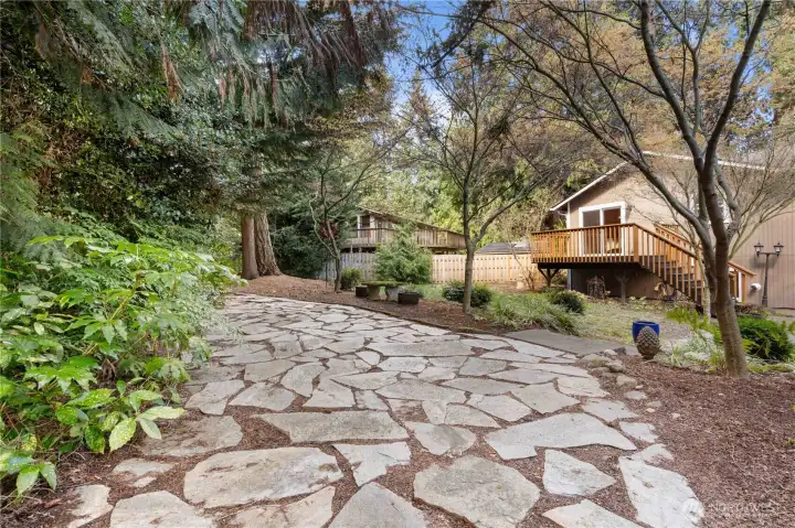 flagstone pathway around home