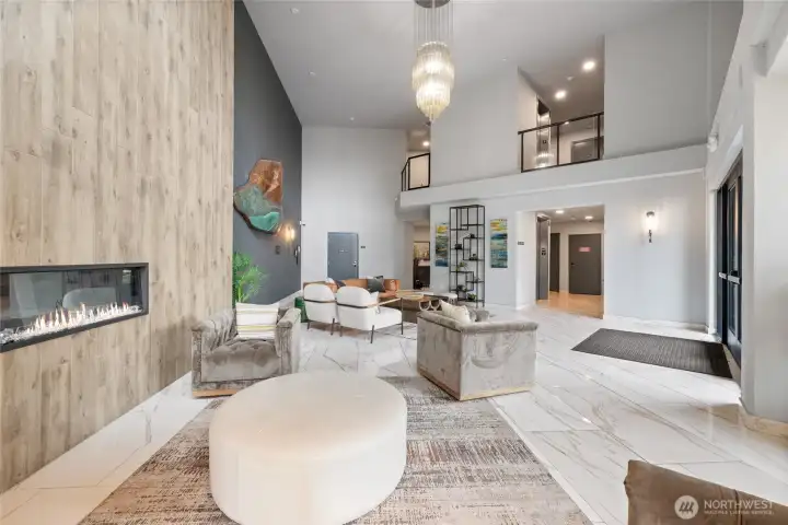Elegant and inviting lobby with multiple seating areas for relaxing or gathering with guests