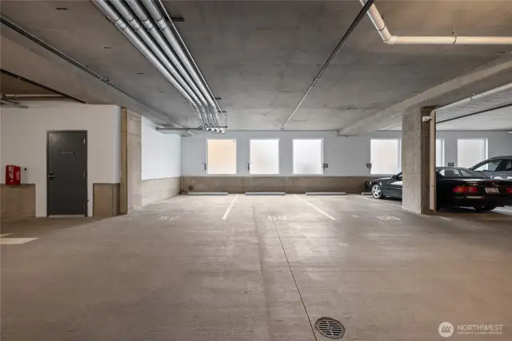 Two large designated parking spaces conveniently located on the same level as the lobby