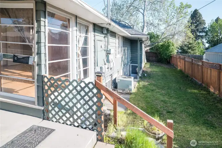 West side of home with extra parking available next to unit entrances