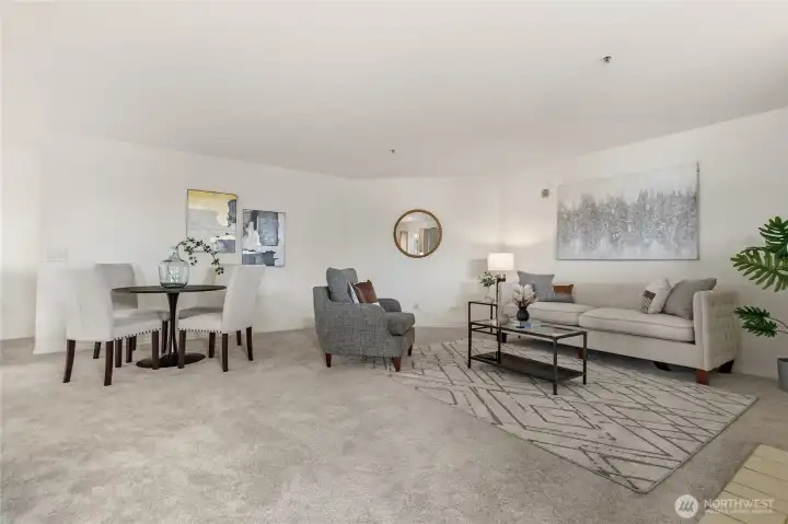 There’s plenty of room here for a dining table and full living room setup, or skip the table and go all-in on the giant sectional. Your layout, your rules.