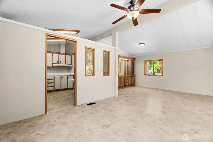 dining room with built in hutch