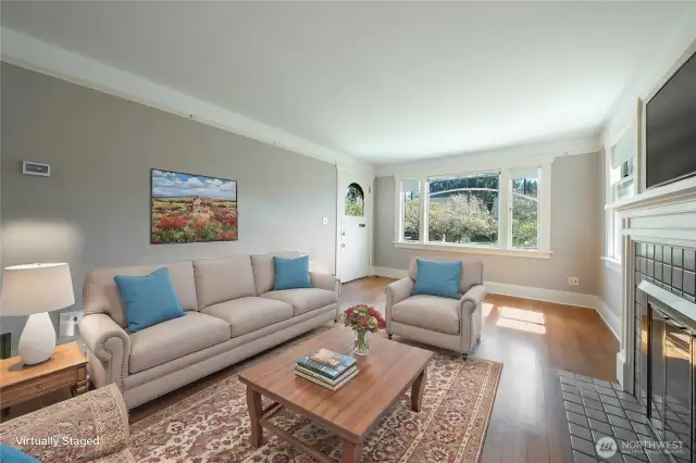 Living room viewing toward entry