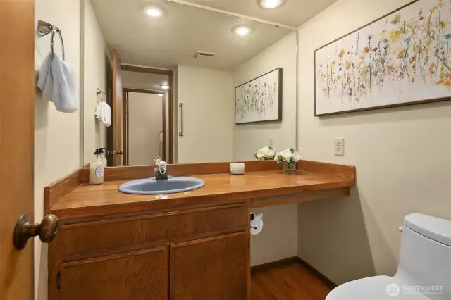 Main level powder room makes it easy for your visitors.