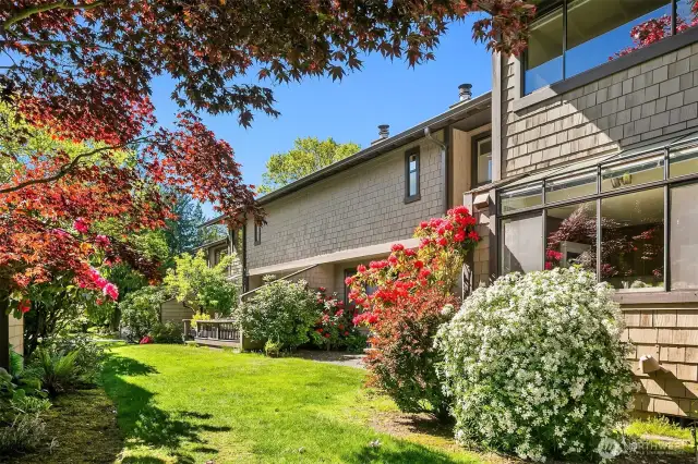 Lush green views from the back ensure privacy and tranquility