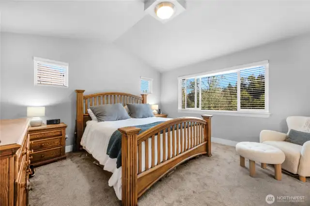 Super spacious primary suite with greenbelt view