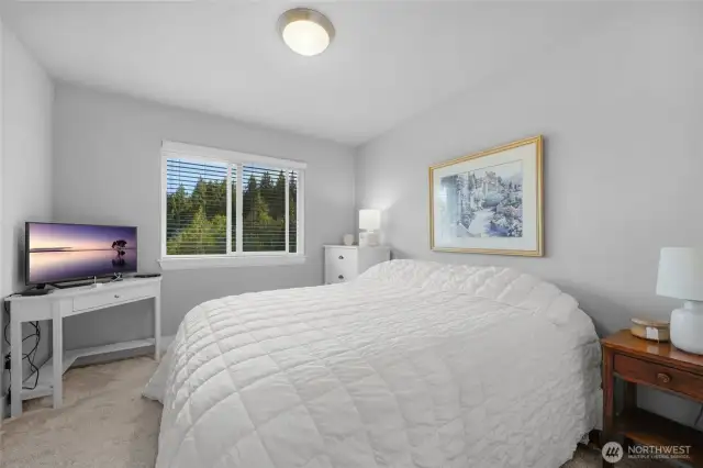 Upper level bedroom with greenbelt view