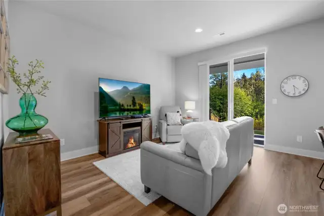 Lower level/basement living area, very spacious and opens out to a large covered patio with lovely greenbelt view
