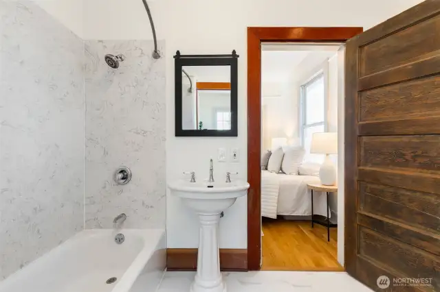 Full bath adjacent to the bedroom and den/media room.