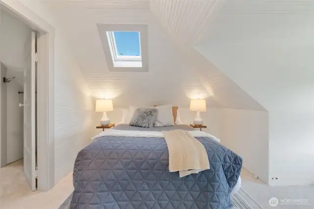Bedroom two. Both bedrooms enjoy sky-lights.