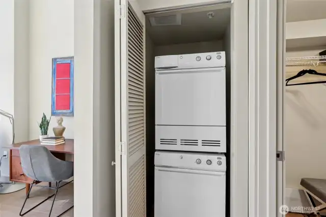 In-Unit Washer and Dryer beside the Walk-In Closet