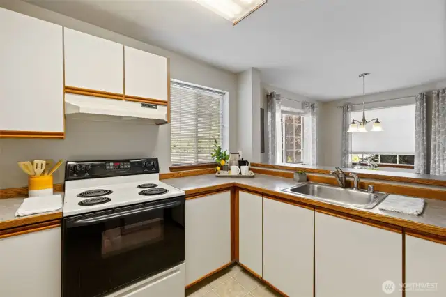 Kitchen with ample cabinet and counter space