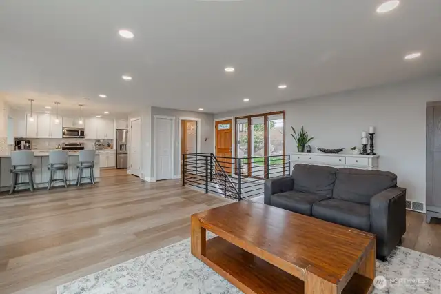 The living room connects seamlessly with the kitchen for easy flow entertaining.