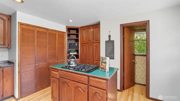 Abundant cabinetry provides plenty of storage for all your kitchen essentials.